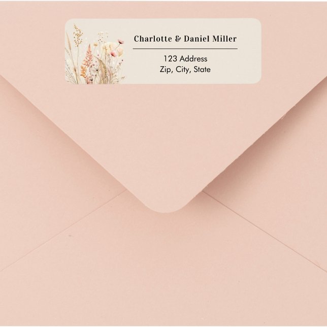 Wildflower beige pink return address label (Creator Uploaded)