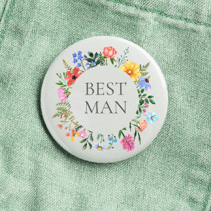 Wildflower Best Man Wedding 3 Cm Round Badge
