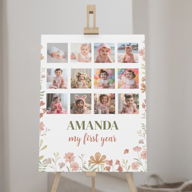 Wildflower Birthday 12 Photo Milestone Poster (Creator Uploaded)