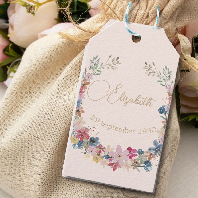 Wildflower Birthday Elegant  Gift Tags (Creator Uploaded)