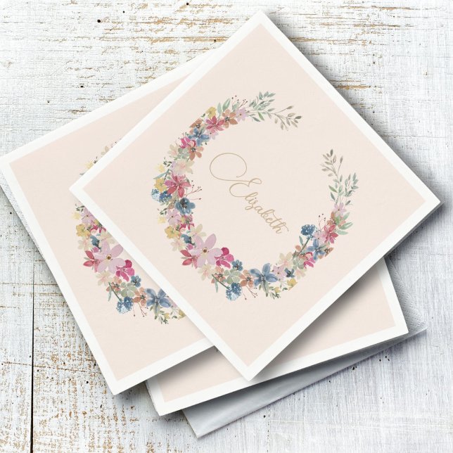 Wildflower Birthday Elegant  Napkin (Creator Uploaded)