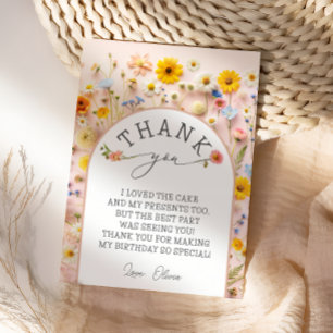 Wildflower Birthday Party Thank You Card