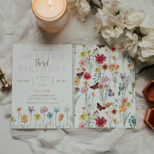 Wildflower Birthday Theme Invitation - Boho Floral