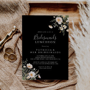 Wildflower Black Bridesmaids Luncheon Shower Invitation