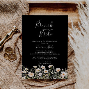 Wildflower Black Brunch with the Bride Shower Invitation