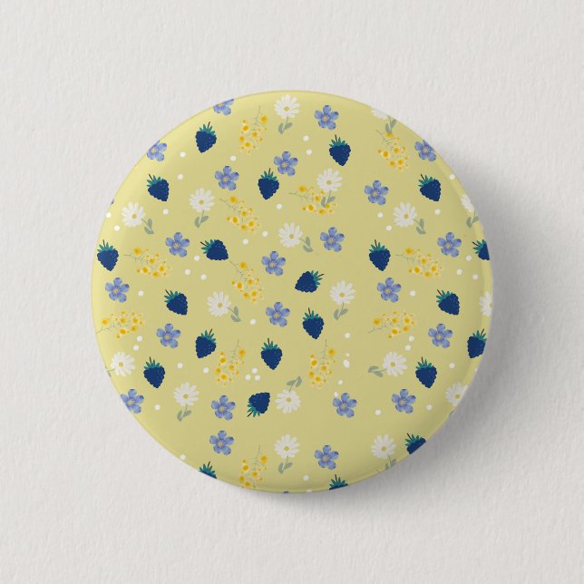 Wildflower & Blackberry Floral Pattern 6 Cm Round Badge (Front)