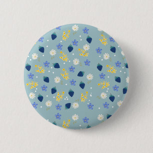 Wildflower & Blackberry Floral Pattern 6 Cm Round Badge