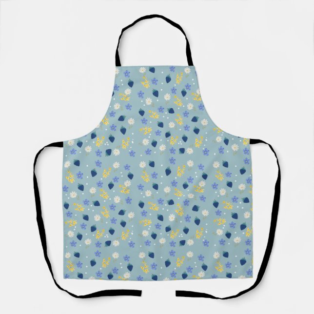 Wildflower & Blackberry Floral Pattern Apron (Front)