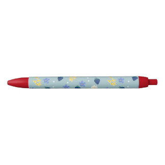 Wildflower & Blackberry Floral Pattern Black Ink Pen