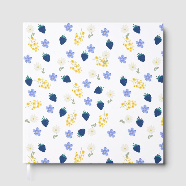 Wildflower & Blackberry Floral Pattern Guest Book (Front)