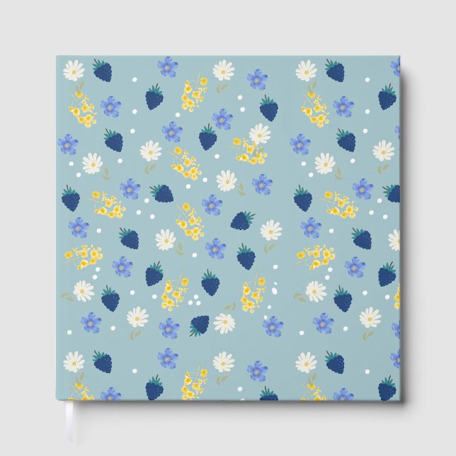 Wildflower & Blackberry Floral Pattern Guest Book (Front)