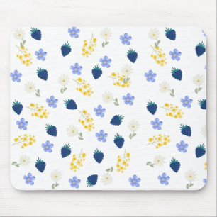 Wildflower & Blackberry Floral Pattern Mouse Pad