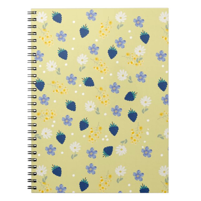 Wildflower & Blackberry Floral Pattern Notebook (Front)
