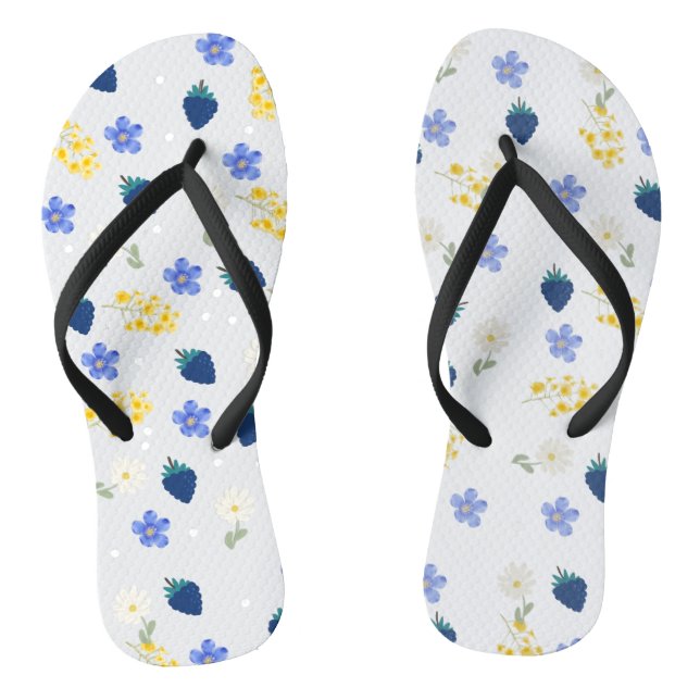 Wildflower & Blackberry Floral Pattern Thongs (Footbed)