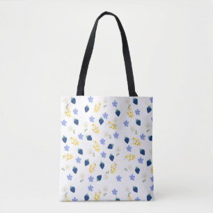Wildflower & Blackberry Floral Pattern Tote Bag
