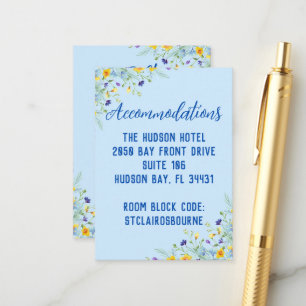 Wildflower Bliss Beautiful Floral Blue Wedding Enclosure Card