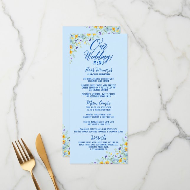 Wildflower Bliss Floral Wedding Menu (Front/Back In Situ)