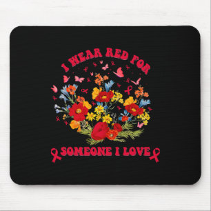Wildflower Blood Cancer Awareness Apparel Red Ribb Mouse Pad