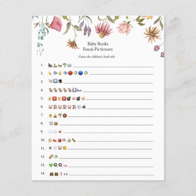 Wildflower Bloom Baby Books Emoji Game  (Front)