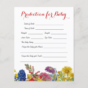 Wildflower Bloom Baby Shower Prediction Game Card