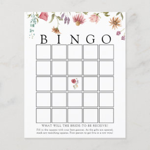 Wildflower Bloom Bridal Bingo Game Card