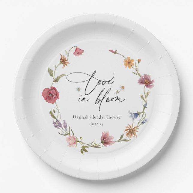 Wildflower Bloom Bridal Shower Paper Plate (Front)