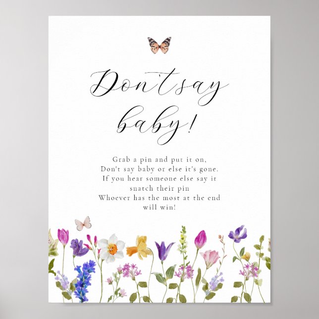 Wildflower Bloom Don't Say Baby Game Sign (Front)