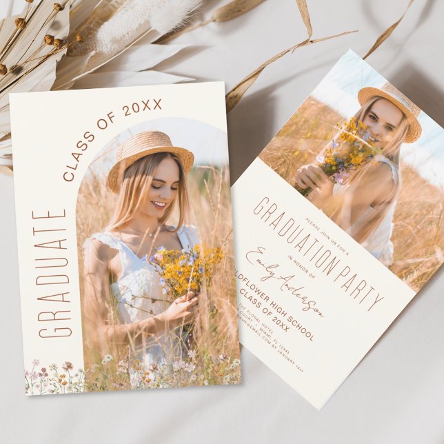 Wildflower Bloom Graduation Party Arch Photo Invitation (Creator Uploaded)
