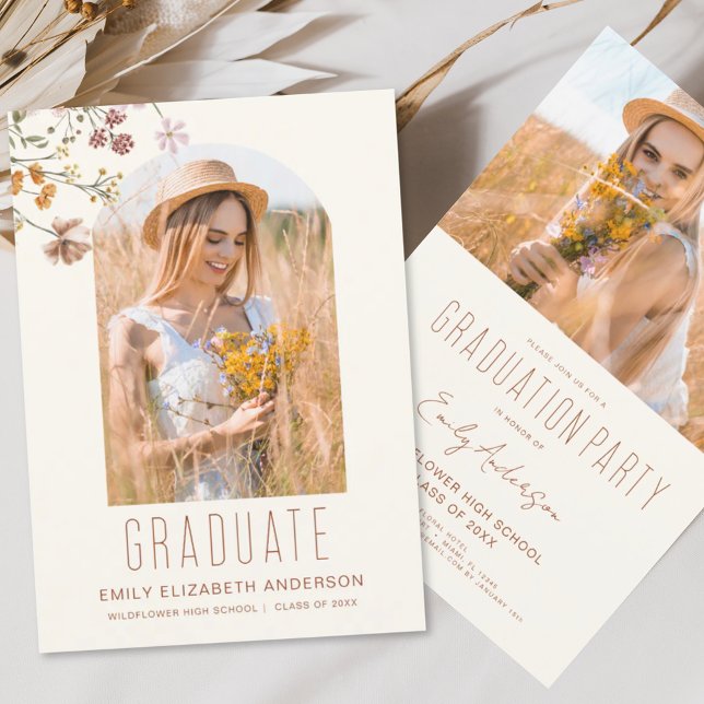 Wildflower Bloom Graduation Party Arch Photo Invitation (Creator Uploaded)