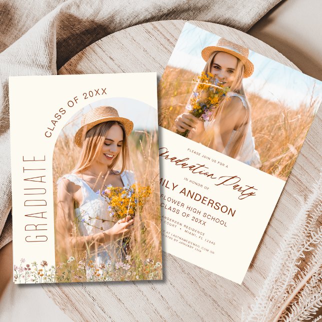 Wildflower Bloom Graduation Party Arch Photo Invitation (Creator Uploaded)