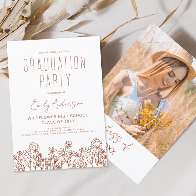 Wildflower Bloom Graduation Party Boho Invitation (Creator Uploaded)