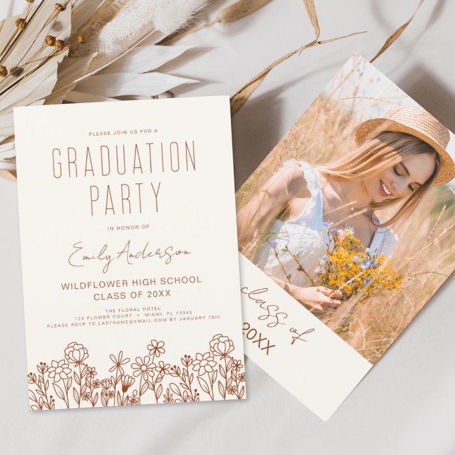 Wildflower Bloom Graduation Party Boho Invitation (Creator Uploaded)