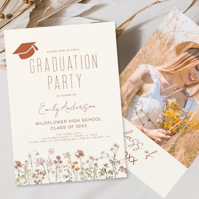 Wildflower Bloom Graduation Party Boho Invitation (Creator Uploaded)