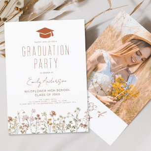 Wildflower Bloom Graduation Party Boho Invitation