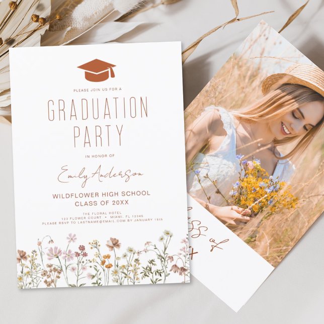 Wildflower Bloom Graduation Party Boho Invitation (Creator Uploaded)