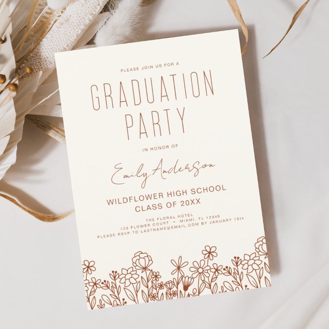 Wildflower Bloom Graduation Party Boho Invitation (Creator Uploaded)