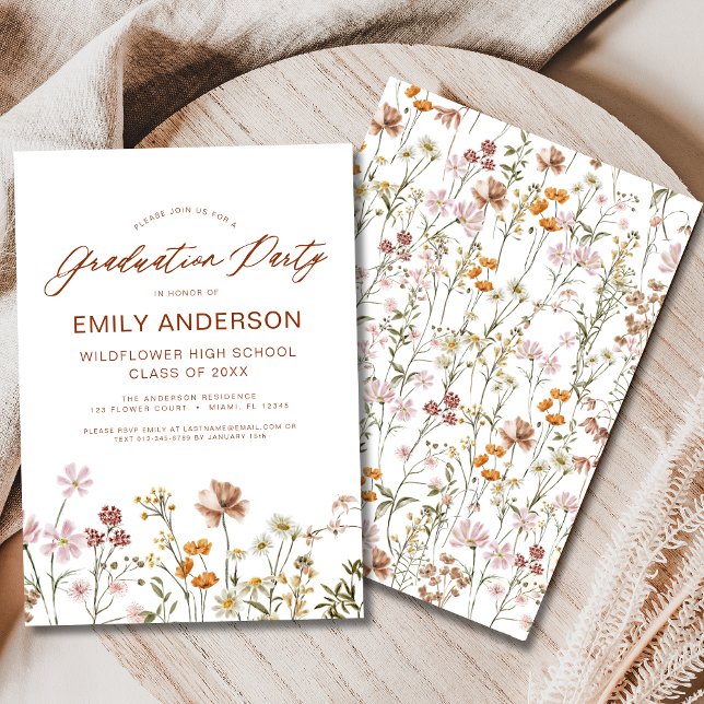 Wildflower Bloom Graduation Party Boho Invitation (Creator Uploaded)