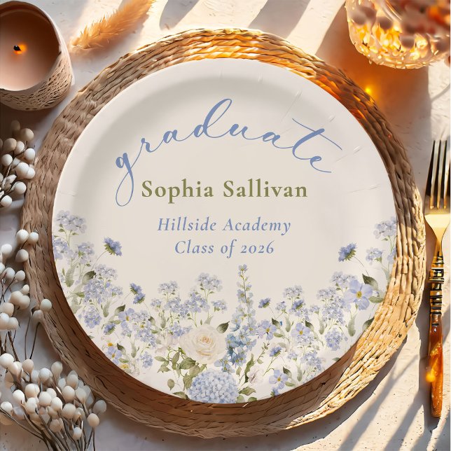 Wildflower Bloom Graduation Party Paper Plate (Creator Uploaded)