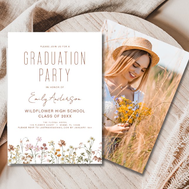 Wildflower Bloom Graduation Party Photo Invitation (Creator Uploaded)