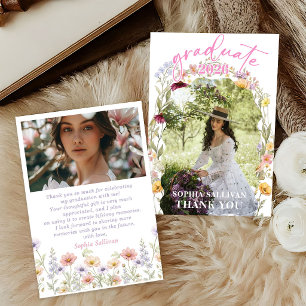 Wildflower Bloom Graduation  Party Thank You Card