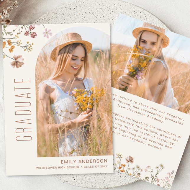 Wildflower Bloom Graduation Photo Announcement (Creator Uploaded)