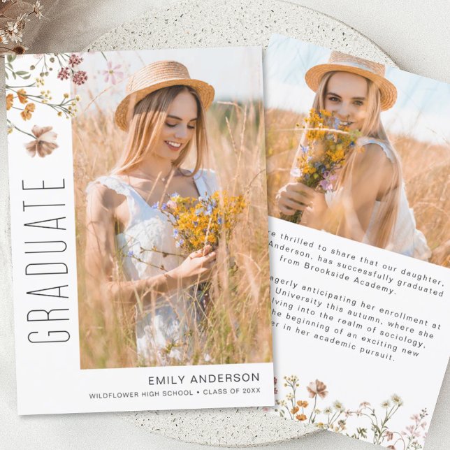 Wildflower Bloom Graduation Photo Announcement (Creator Uploaded)