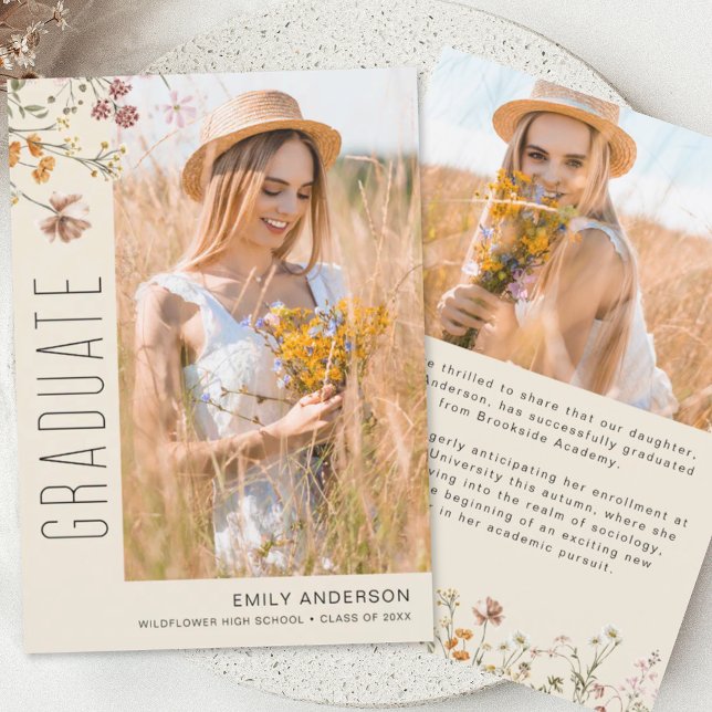 Wildflower Bloom Graduation Photo Announcement (Creator Uploaded)