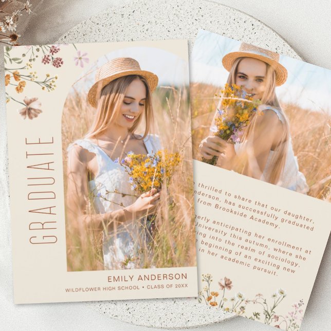 Wildflower Bloom Graduation Photo Announcement (Creator Uploaded)
