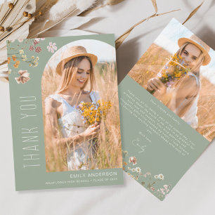 Wildflower Bloom Graduation Photo Thank You Card