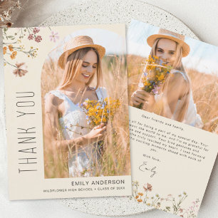 Wildflower Bloom Graduation Photo Thank You Invitation
