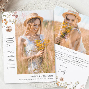 Wildflower Bloom Graduation Photo Thank You Invitation