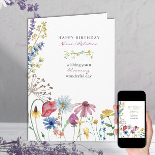 Wildflower Blooming Wonderful Happy Birthday Card