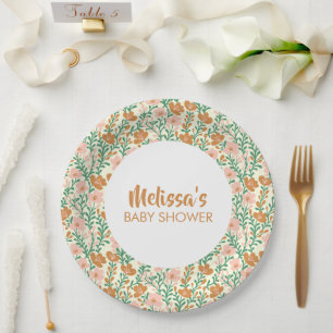 Wildflower Blooms Floral Baby Shower Custom Paper Plate