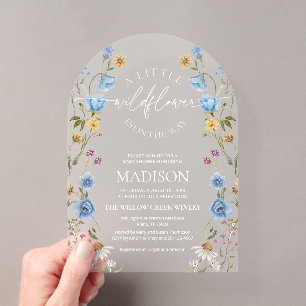Wildflower Blue Baby Shower Acrylic Invitations